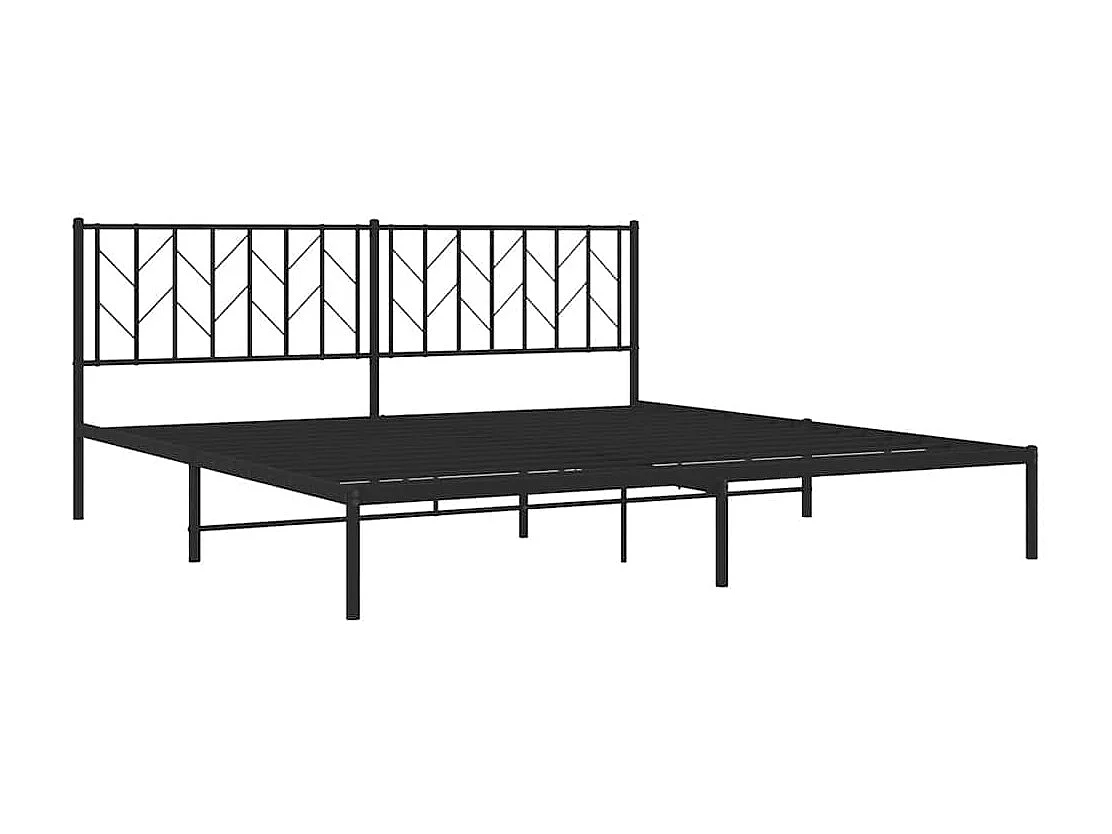 Cadre de lit métal sans matelas avec tête de lit noir 193x203cm