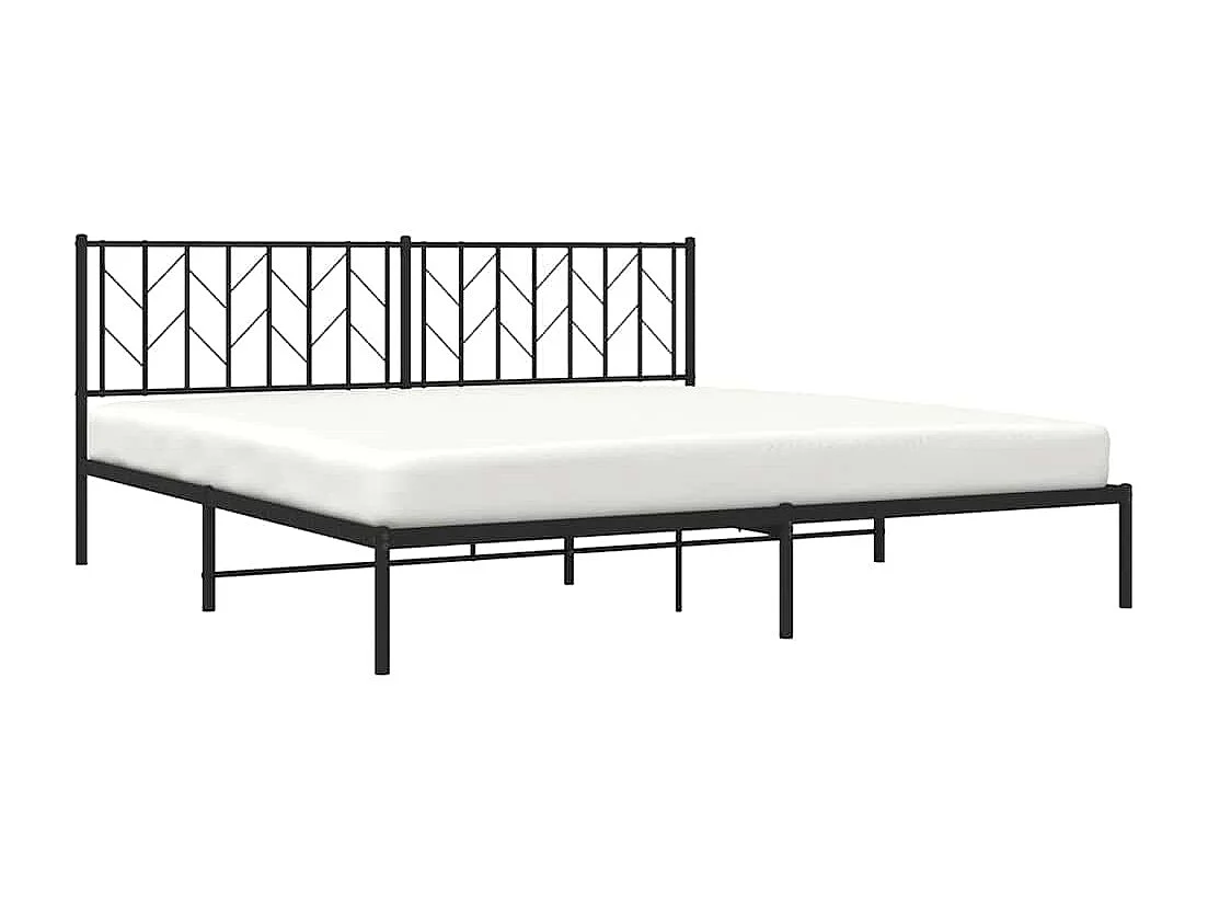 Cadre de lit métal sans matelas avec tête de lit noir 193x203cm