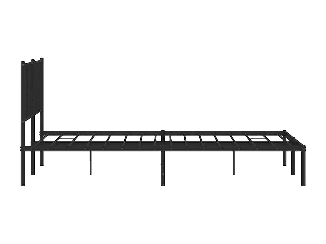 Cadre de lit métal sans matelas avec tête de lit noir 193x203cm