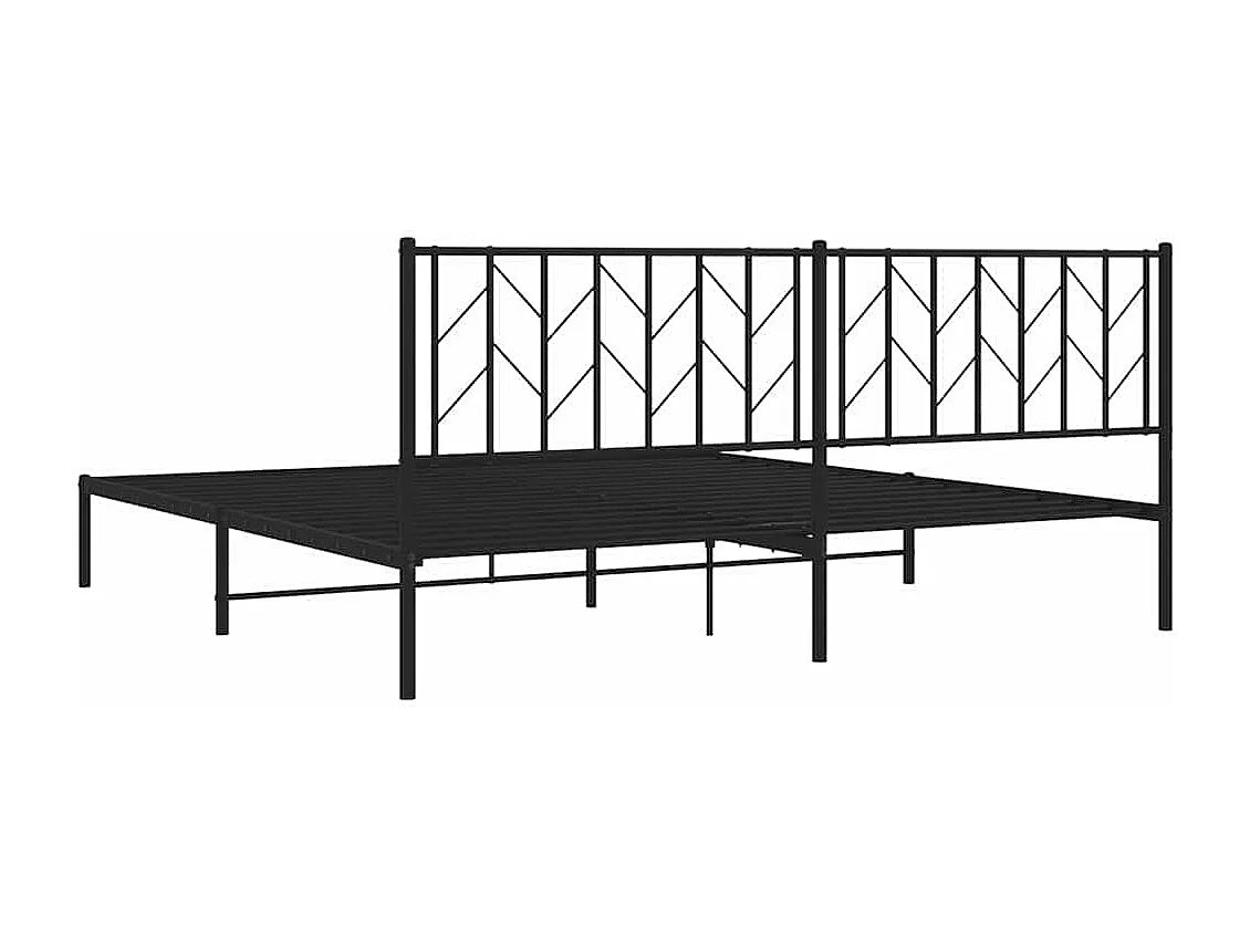 Cadre de lit métal sans matelas avec tête de lit noir 193x203cm