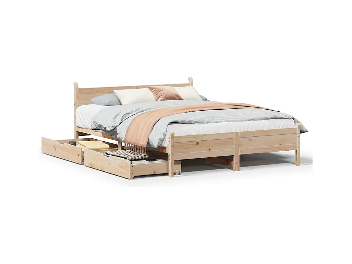 Cadre de lit sans matelas 150x200 cm bois de pin massif
