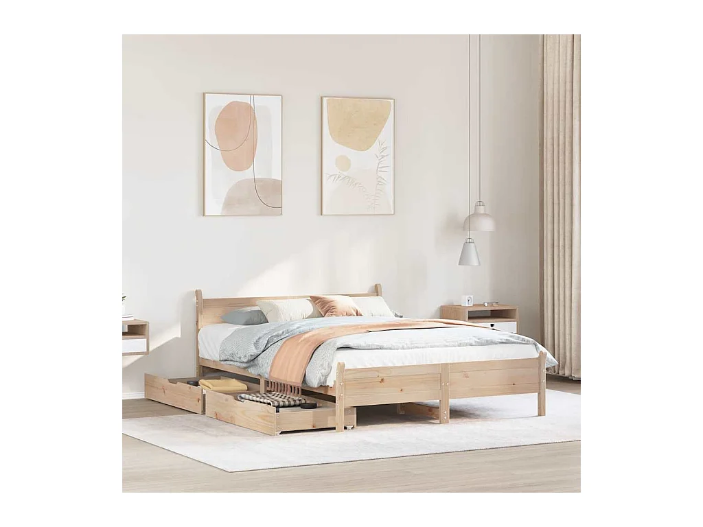Estructura de cama sin colchón madera de pino blanco 150x200 cm