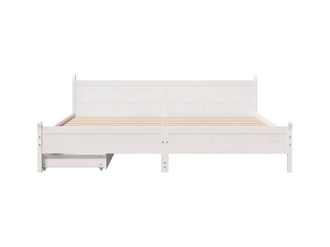 Cadre de lit sans matelas blanc 200x200 cm bois massif de pin