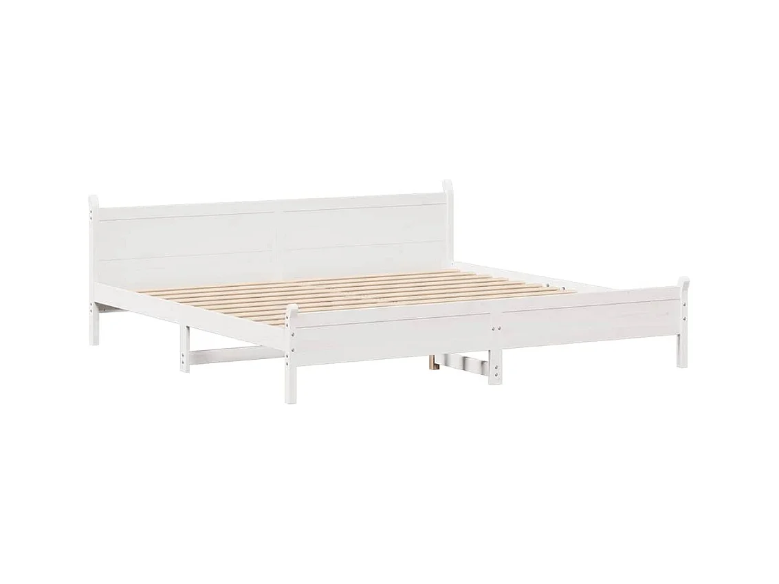 Cadre de lit sans matelas blanc 200x200 cm bois massif de pin