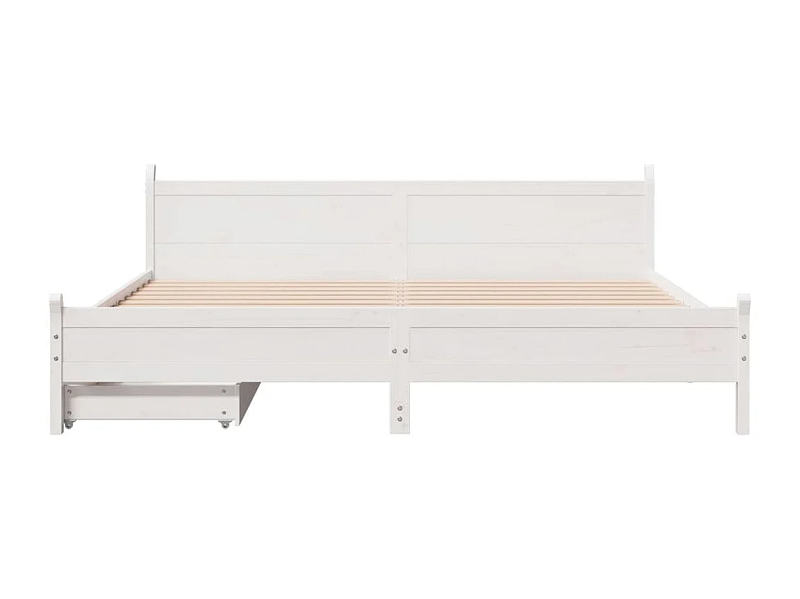 Cadre de lit sans matelas blanc 200x200 cm bois massif de pin