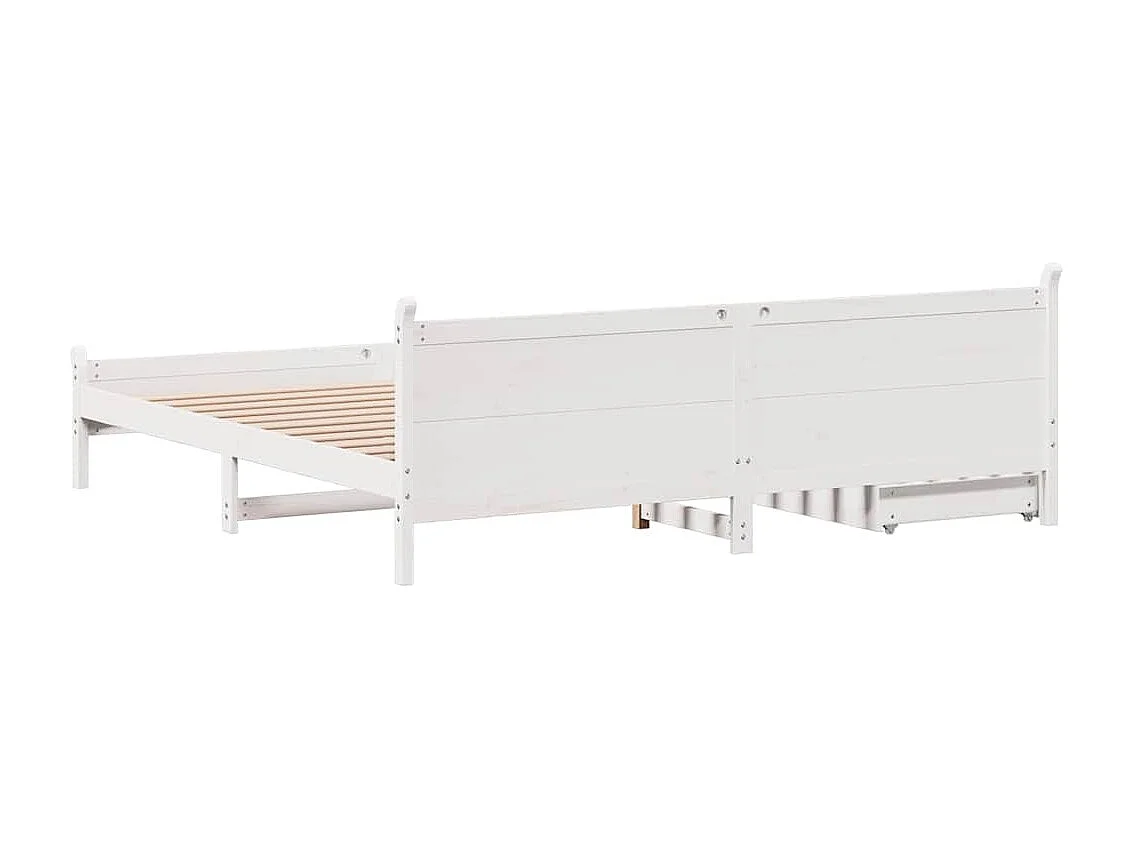 Cadre de lit sans matelas blanc 200x200 cm bois massif de pin