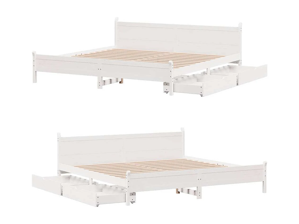 Cadre de lit sans matelas blanc 200x200 cm bois massif de pin
