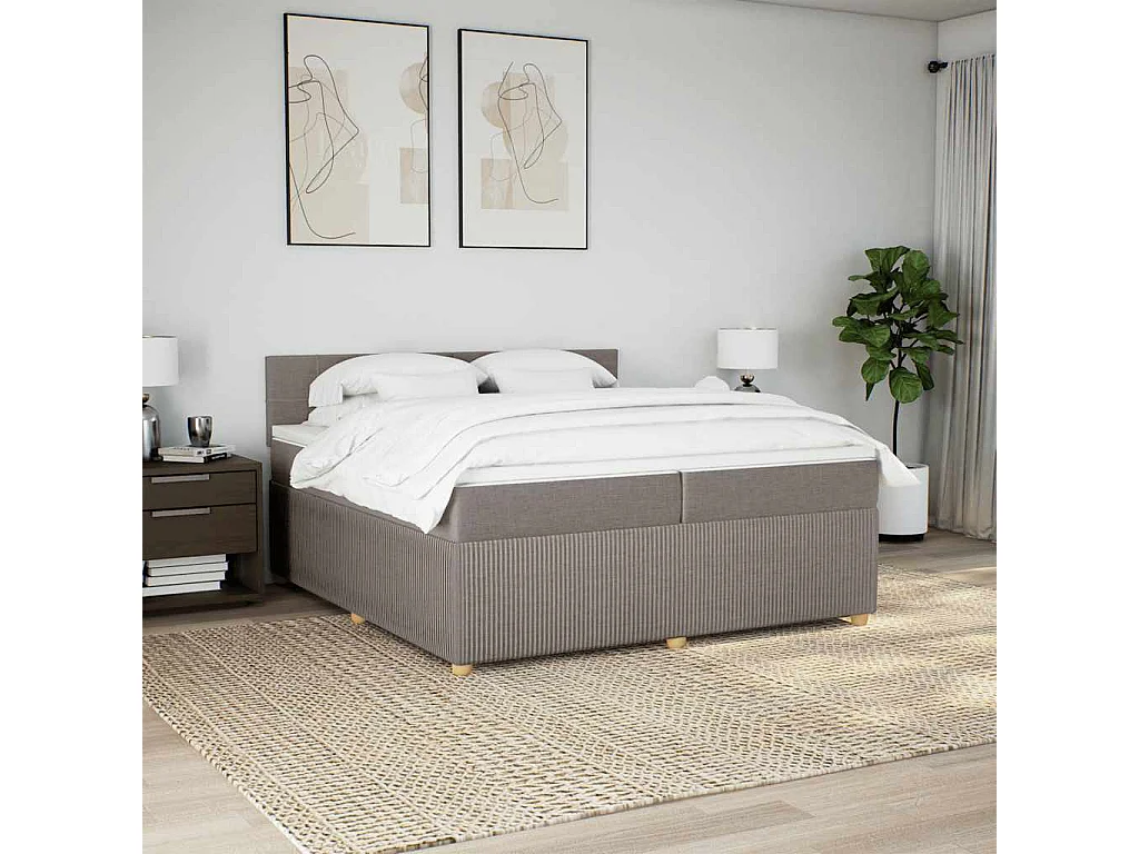 Boxspringbett mit Matratze Taupe 200x200 cm Stoff