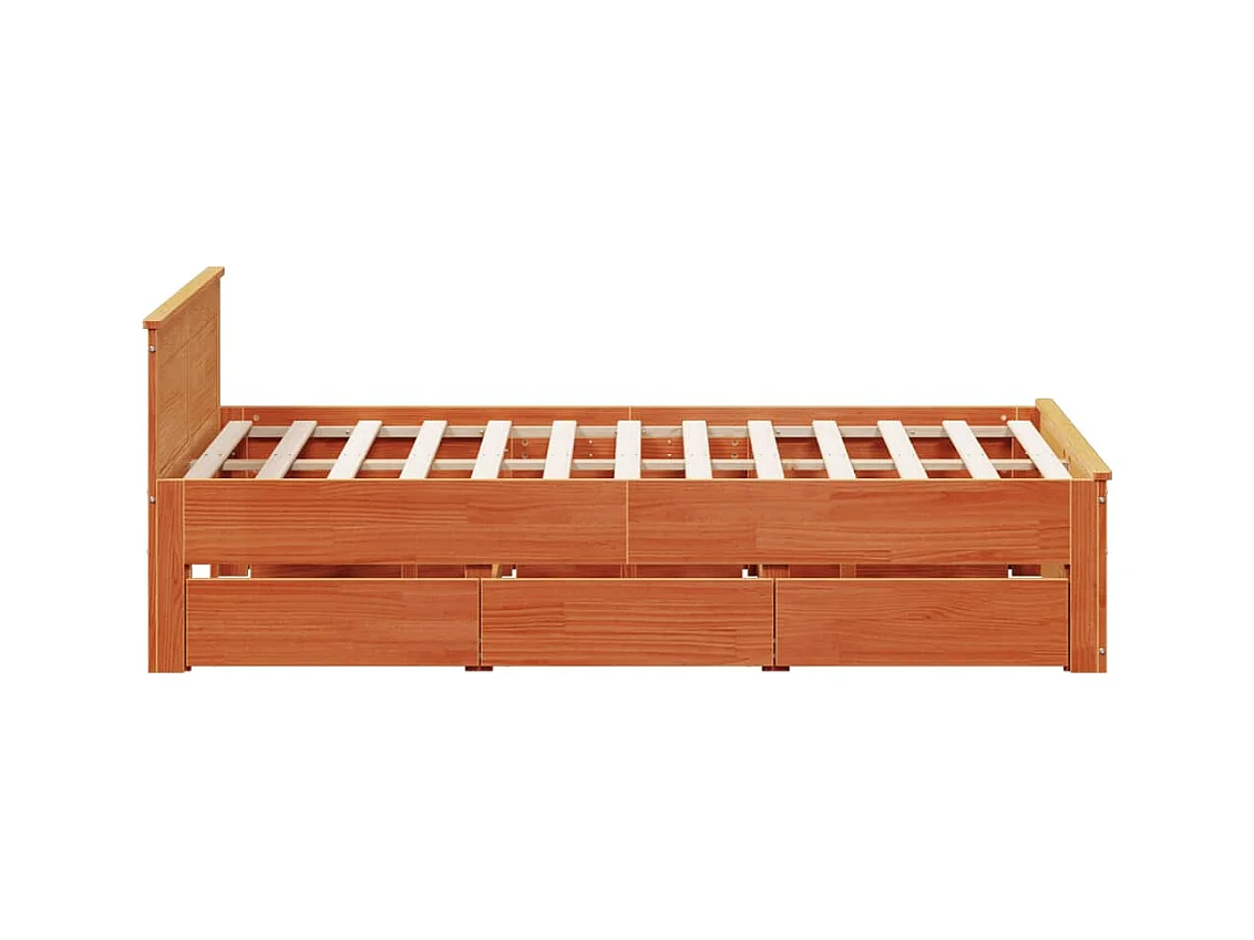 Massivholzbett ohne Matratze mit Kopfteil Braun 150x200 cm