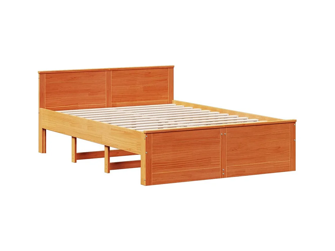 Massivholzbett ohne Matratze mit Kopfteil Braun 150x200 cm