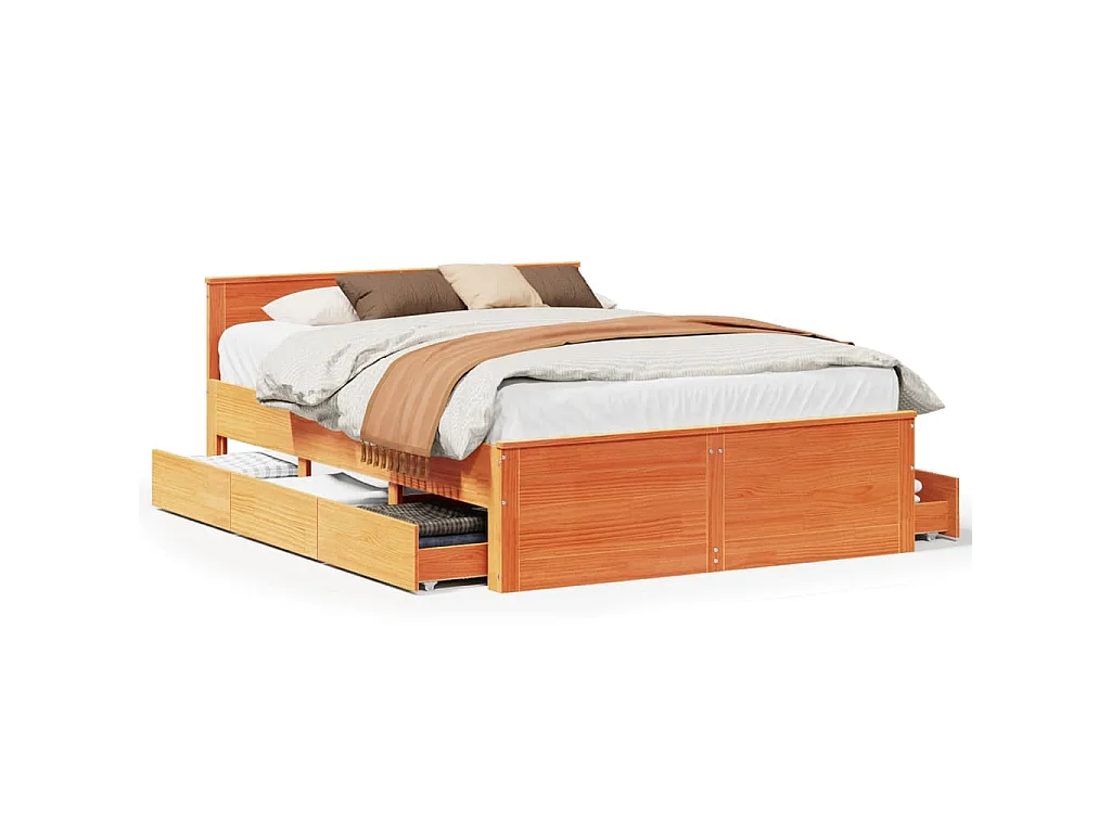 Giroletto senza Materasso con Testata Marrone Cera 150x200 Pino