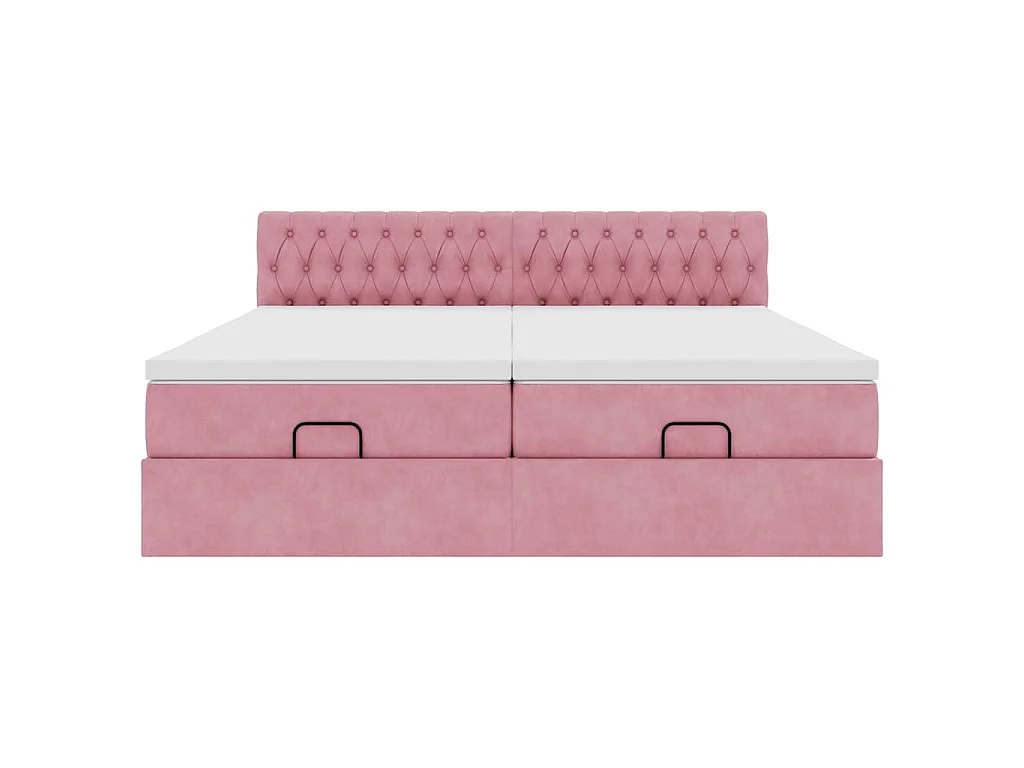 Ottoman-Bett mit Matratzen Rosa 200x200 cm Samt