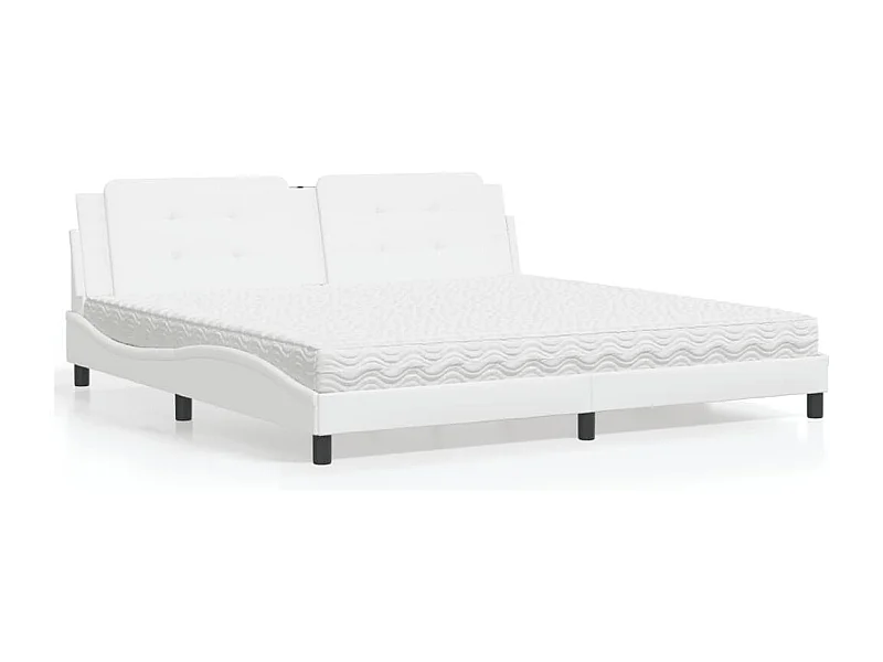 Bett mit Matratze "Zadar" Weiß 200x200 cm Kunstleder