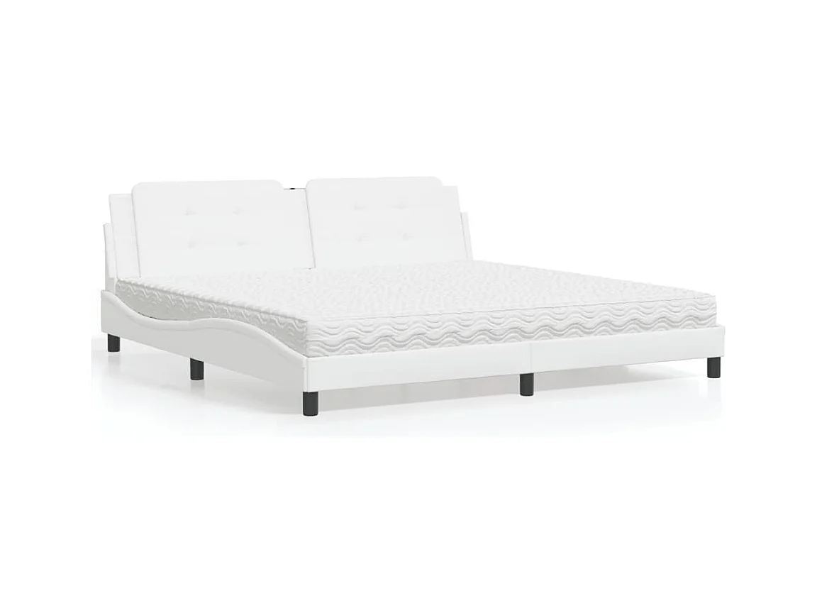Bett mit Matratze "Zadar" Weiß 200x200 cm Kunstleder