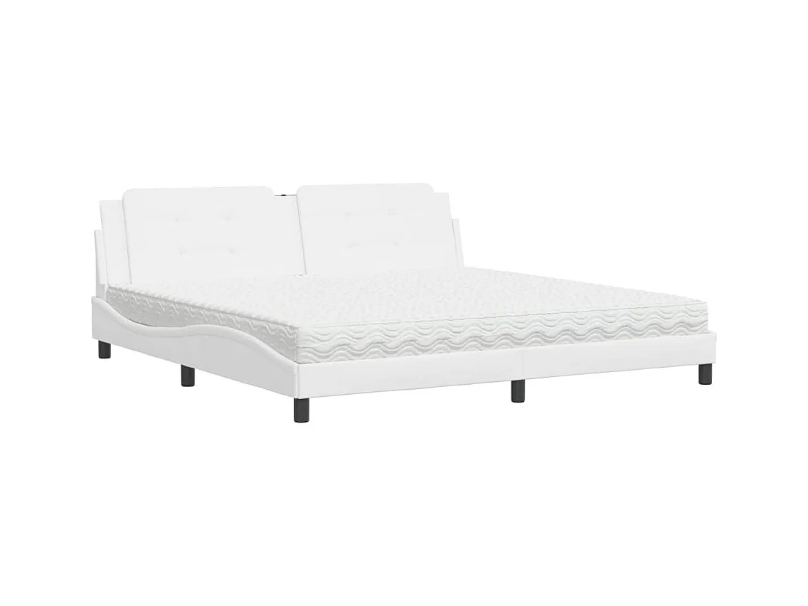 Bett mit Matratze "Zadar" Weiß 200x200 cm Kunstleder