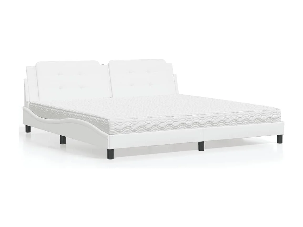 Bett mit Matratze "Zadar" Weiß 200x200 cm Kunstleder