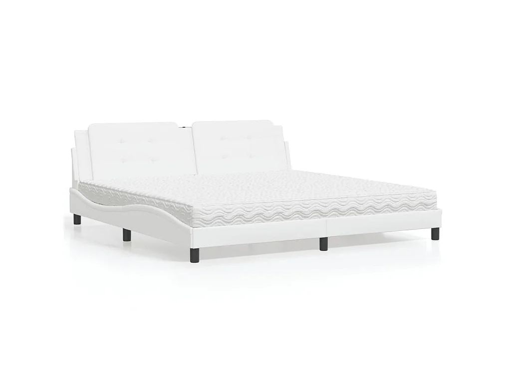 Bed met matras "Zadar" kunstleer wit 200x200 cm