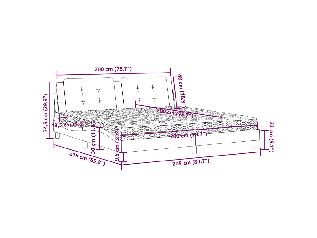 Bed met matras "Zadar" kunstleer wit 200x200 cm