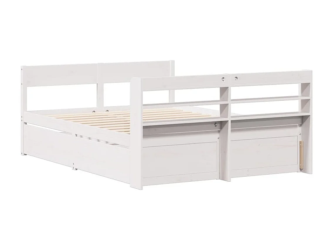 Cama sem colchão 150x200 cm madeira de pinho maciça branco