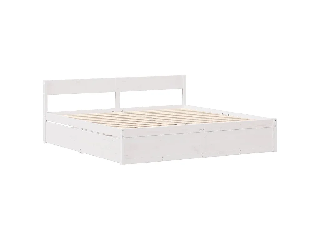 Cama sem colchão 150x200 cm madeira de pinho maciça branco