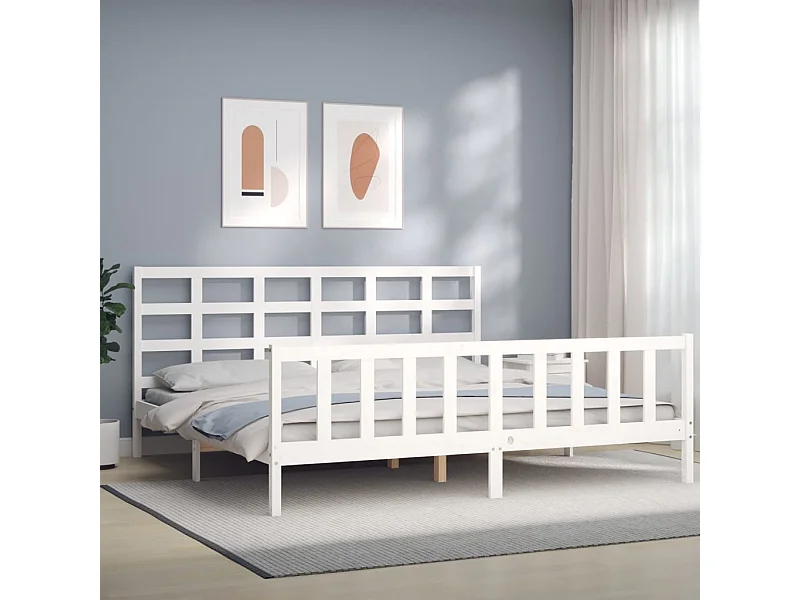 Bedframe zonder matras massief grenenhout wit 200x200 cm