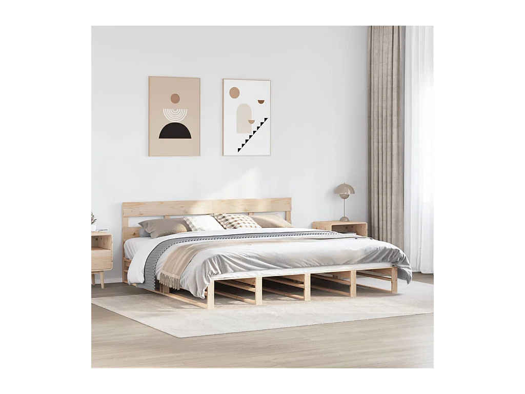 Letto senza Materasso 200x200 cm in Legno Massello di Pino