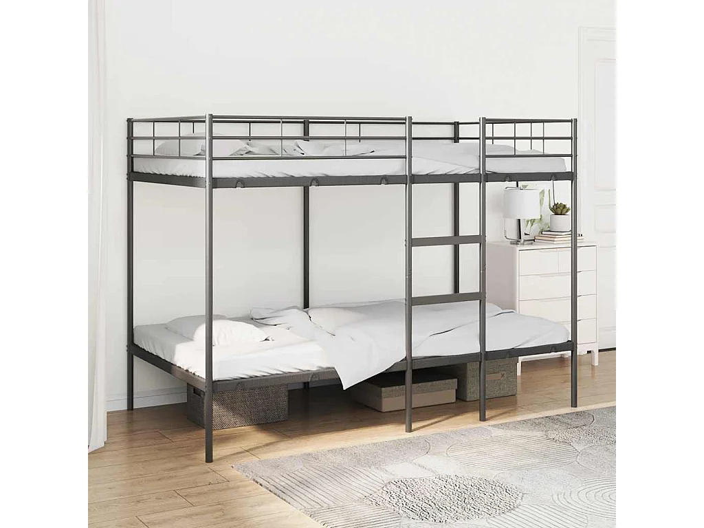 Etagenbett ohne Matratze Schwarz 107x203 cm Stahl