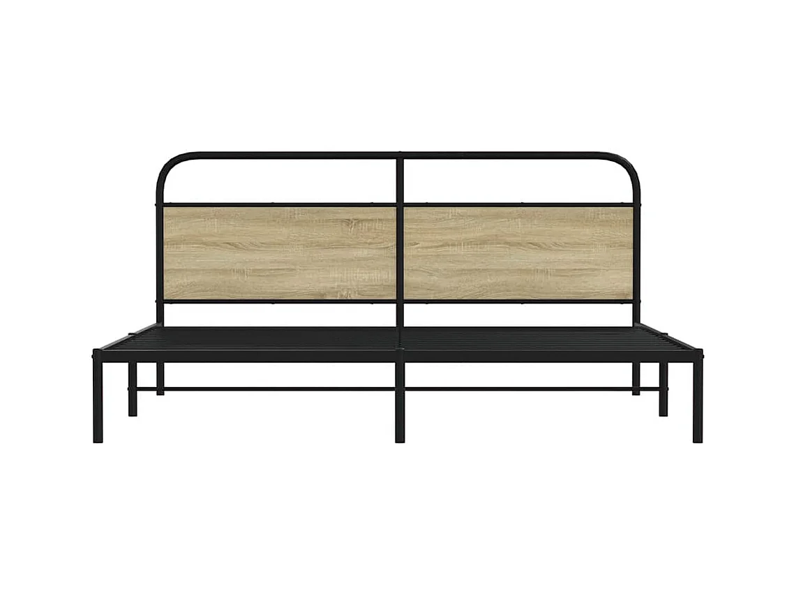 Estrutura de cama sem colchão 200x200cm metal carvalho sonoma