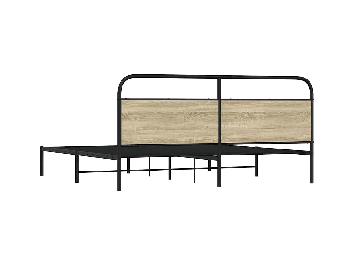 Estrutura de cama sem colchão 200x200cm metal carvalho sonoma