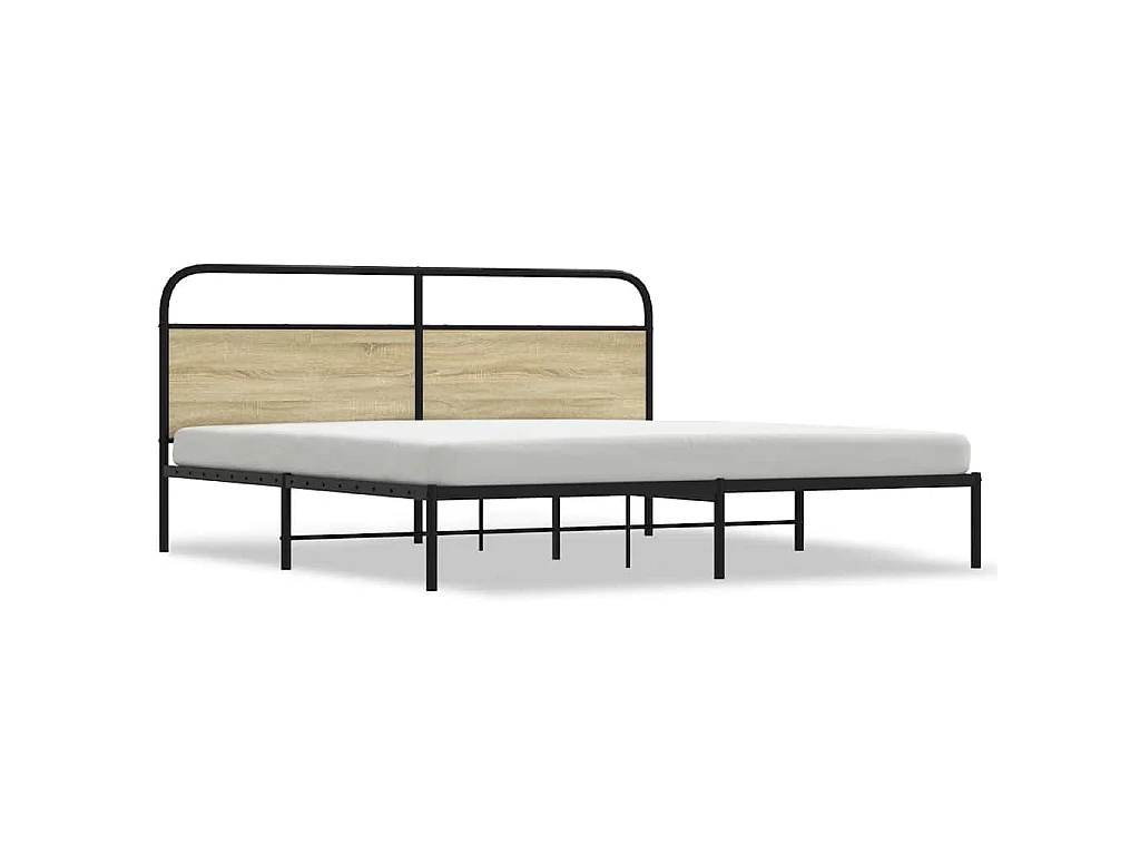 Metallbett ohne Matratze Sonoma-Eiche 200x200 cm