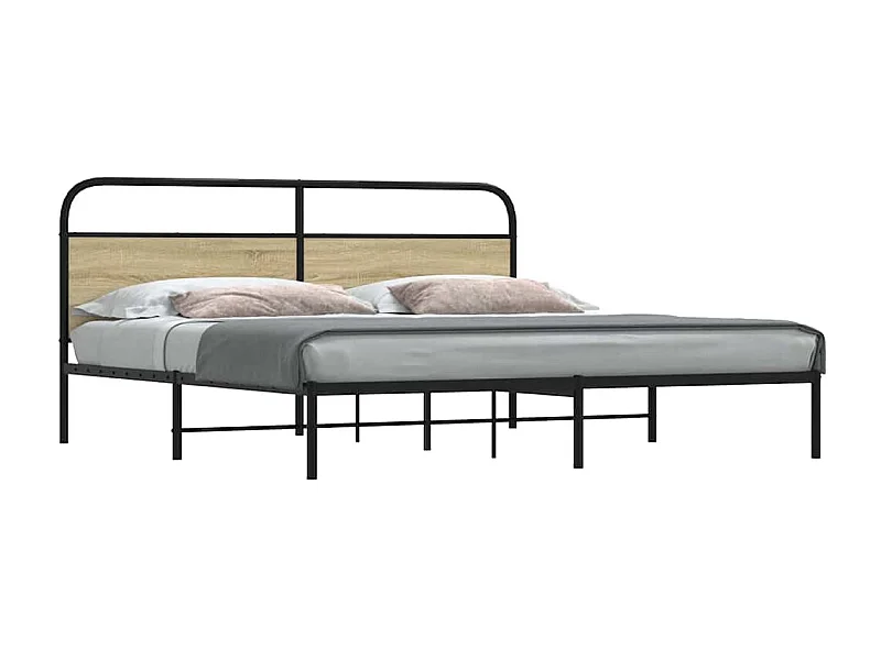 Estrutura de cama sem colchão 200x200cm metal carvalho sonoma