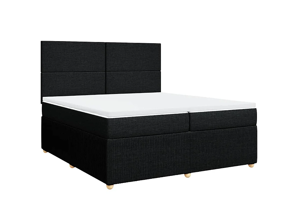 Cama box spring con colchón tela negro 200x200 cm