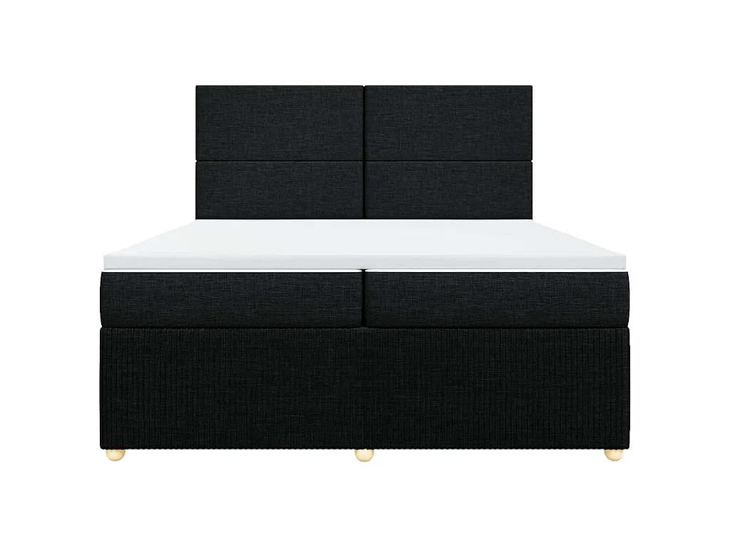 Cama box spring con colchón tela negro 200x200 cm