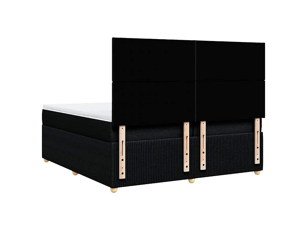 Cama box spring con colchón tela negro 200x200 cm