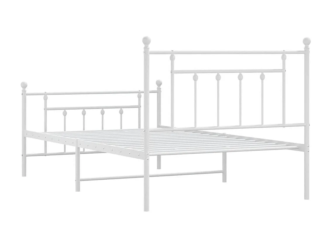 Cadre de lit métal sans matelas et pied de lit blanc 107x203 cm