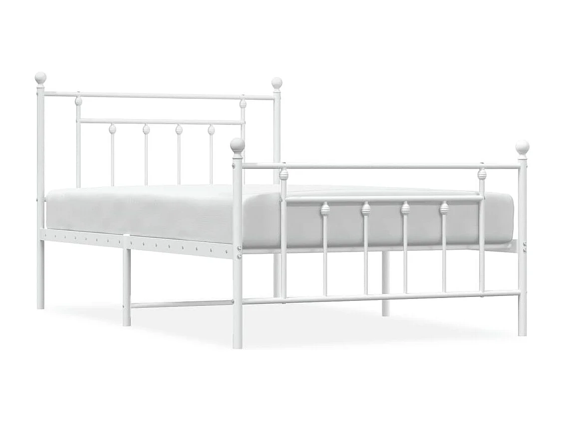 Giroletto con Testiera e Pediera Metallo Bianco 107x203 cm