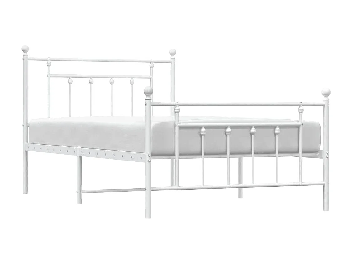 Giroletto con Testiera e Pediera Metallo Bianco 107x203 cm
