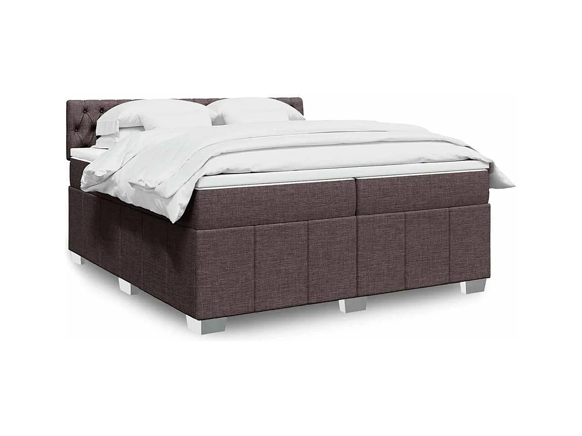 Giroletto a Molle con Materasso Marrone Scuro 200x200cm Tessuto