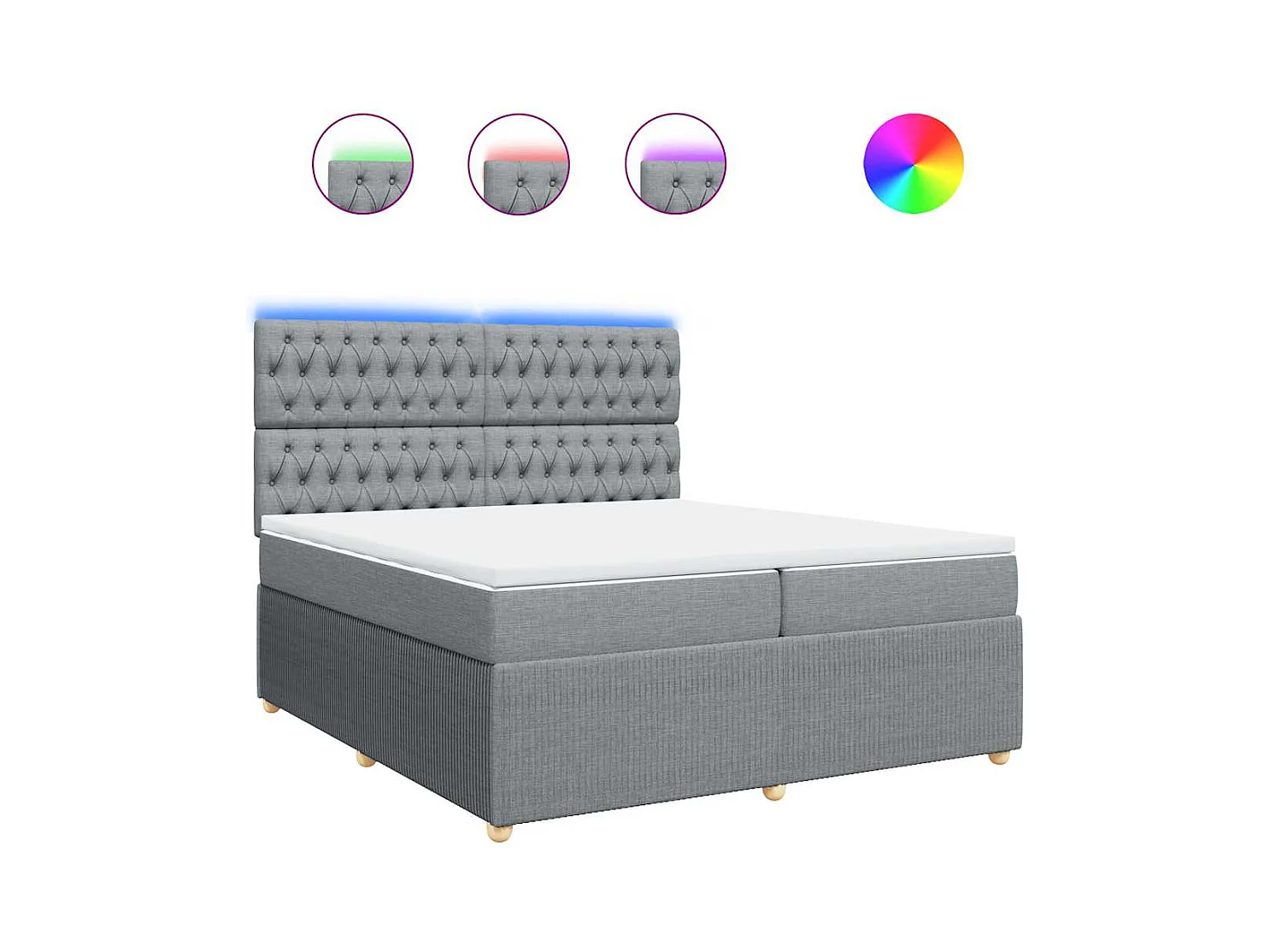 Sommier à lattes de lit avec matelas Gris clair 200x200cm Tissu