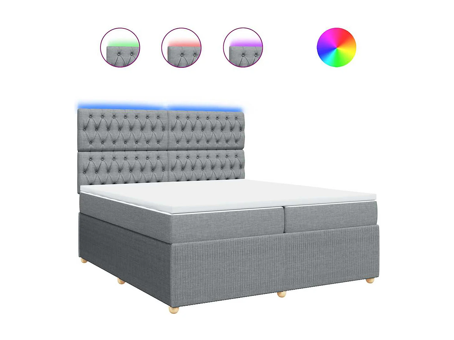 Sommier à lattes de lit avec matelas Gris clair 200x200cm Tissu