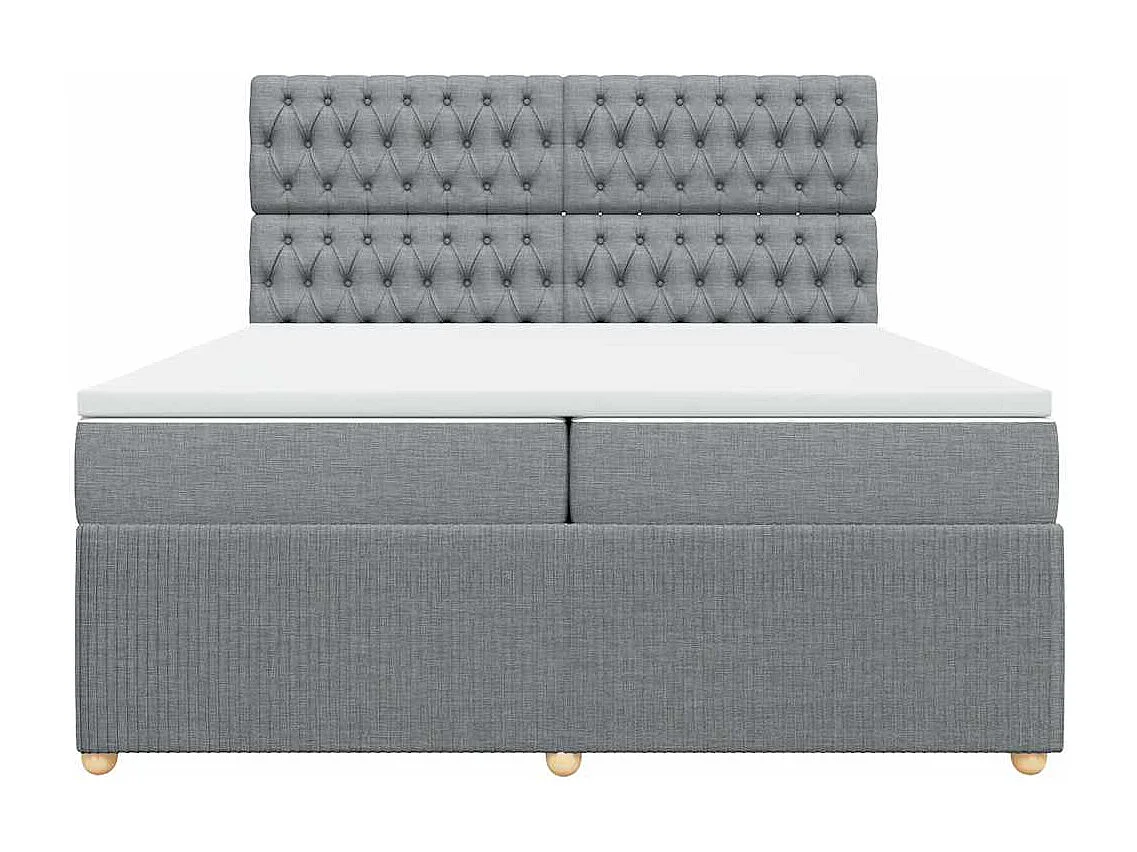 Sommier à lattes de lit avec matelas Gris clair 200x200cm Tissu