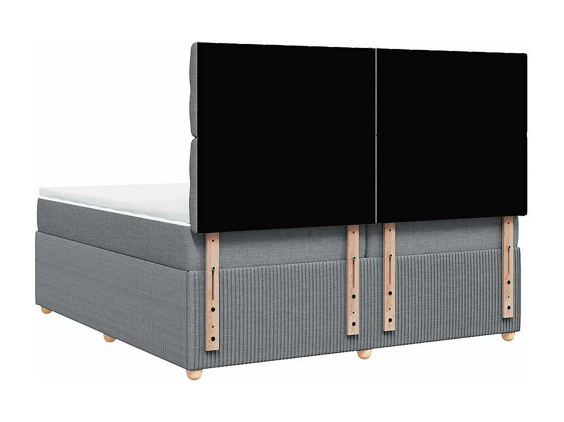 Sommier à lattes de lit avec matelas Gris clair 200x200cm Tissu