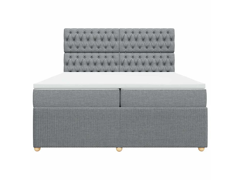 Sommier à lattes de lit avec matelas Gris clair 200x200cm Tissu