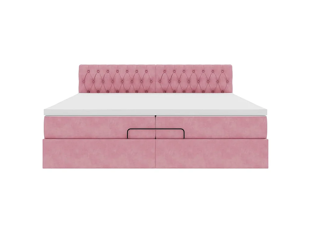 Estructura de cama otomana colchones terciopelo rosa 200x200cm