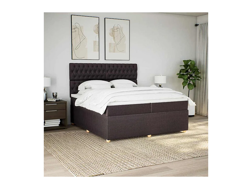 Sommier à lattes de lit avec matelas Marron foncé 200x200 cm