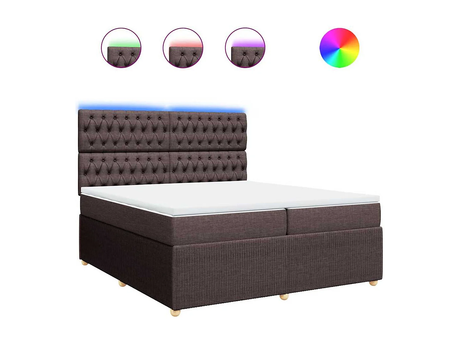 Cama com molas/colchão 200x200 cm tecido castanho-escuro