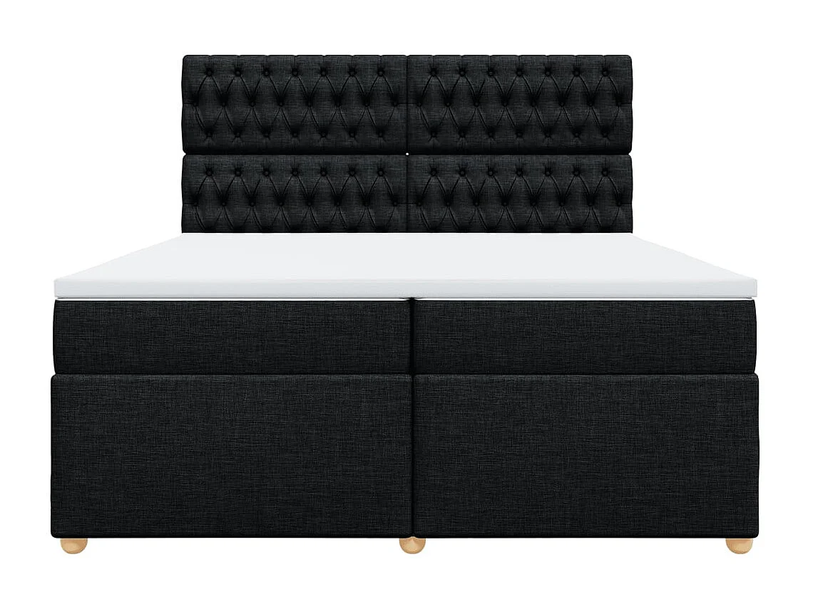 Sommier à lattes de lit avec matelas Noir 200x200 cm Tissu