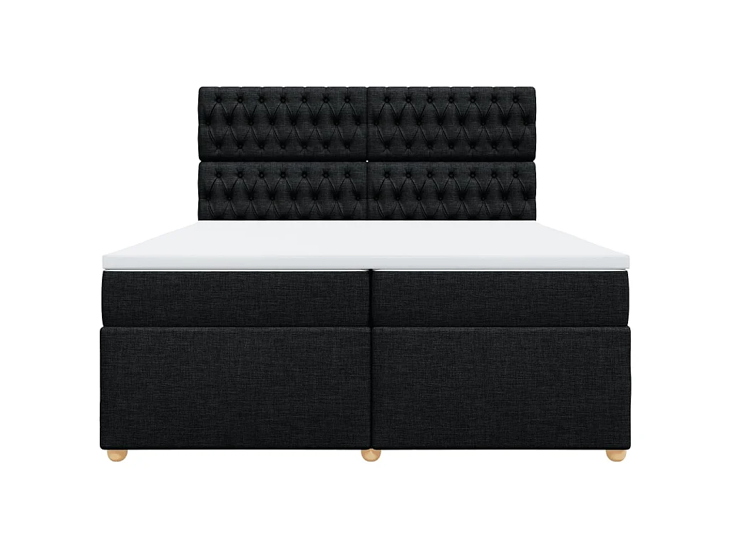 Sommier à lattes de lit avec matelas Noir 200x200 cm Tissu