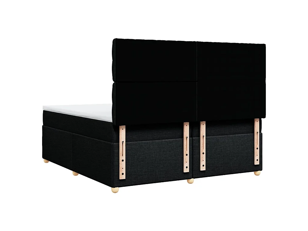 Sommier à lattes de lit avec matelas Noir 200x200 cm Tissu