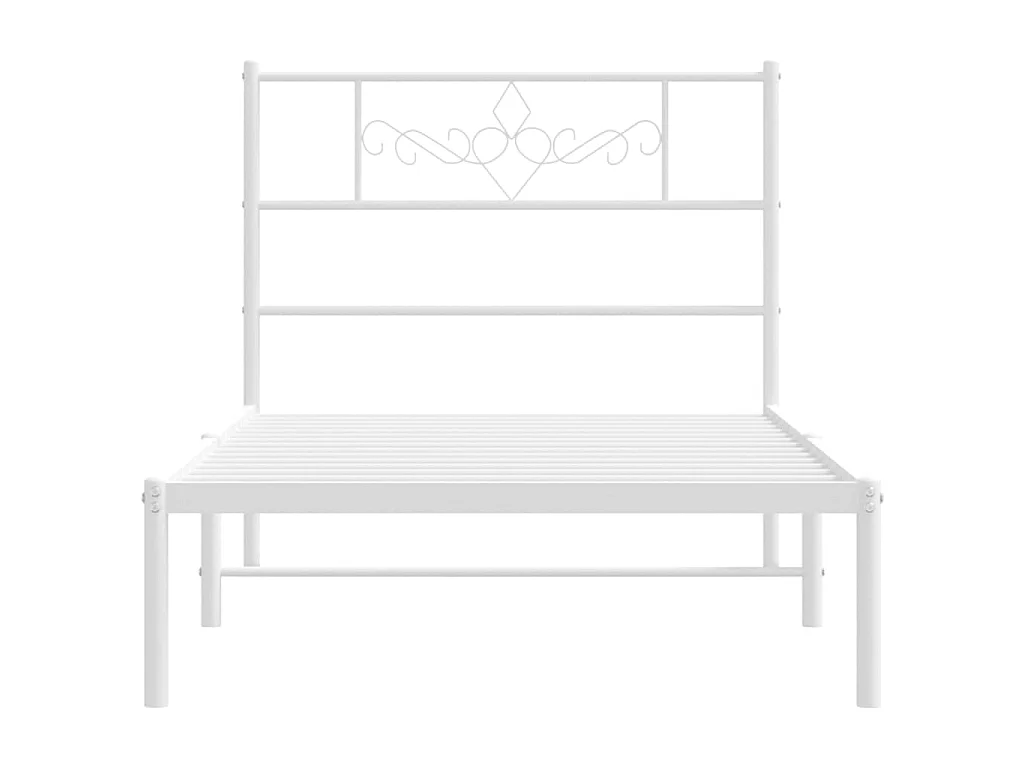 Cadre de lit métal sans matelas et tête de lit blanc 107x203 cm